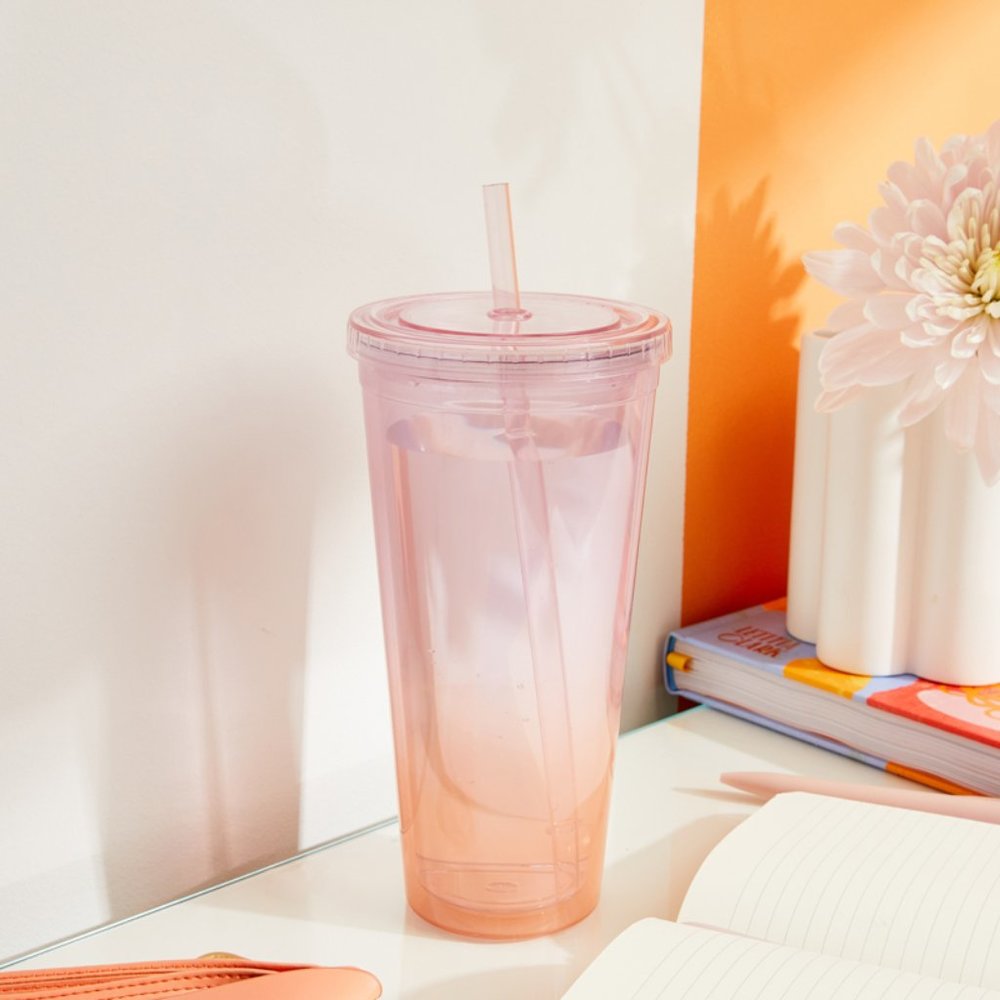 XO, SIENNA Ombre Tumbler in Pink Orange Translucent